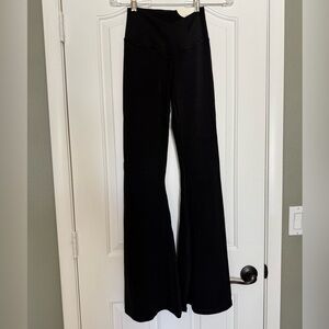 Aerie Offline Real Me Black Flared High-Waist Leggings with flattering crossover